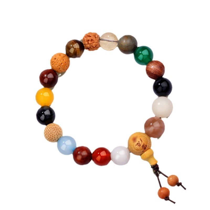 Drvena narukvica s 18 perlicama Duobao Bodhi Buddha, s hvjezdastim izrezom, etnički unisex dizajn