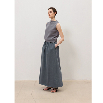 Bez rukávov pletená vestička s ramienkami, korejského štýlu, voľný strih, prirodzený výstrih — bavlnená látka, obsah bavlny 50–70%, mikroelastickosť, dĺžka 50–65 cm