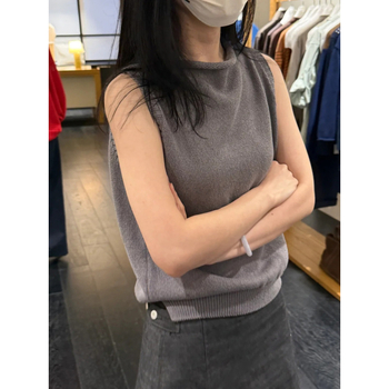 Bez rukávov pletená vestička s ramienkami, korejského štýlu, voľný strih, prirodzený výstrih — bavlnená látka, obsah bavlny 50–70%, mikroelastickosť, dĺžka 50–65 cm