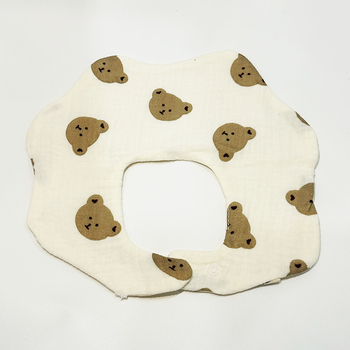 Drool bib pre batoľatá, z 100% bavlny, 6‑vrstvová gáza, nastaviteľné zapínanie na patentky, proti znečisteniu 1–3 roky