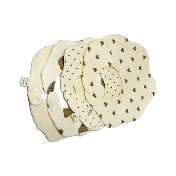 Drool bib pre batoľatá, z 100% bavlny, 6‑vrstvová gáza, nastaviteľné zapínanie na patentky, proti znečisteniu 1–3 roky