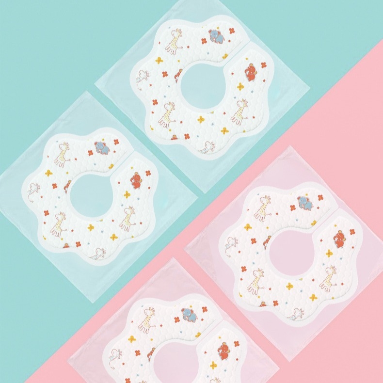 Bibe de unică folosință pentru bebeluși și copii, impermeabile, model desen animat, material tarpaulin și bumbac, pachet de 30 bucăți, potrivite pentru 0–8 ani