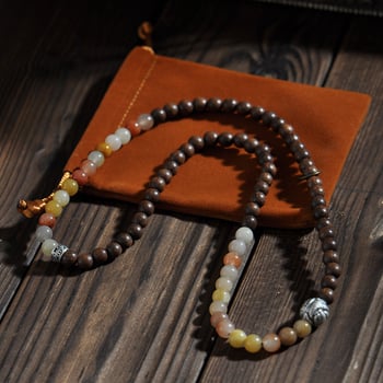 Brățară din santal cu fire de aur, Stil chinezesc nou, Mărgea rotundă, Manual lucrat