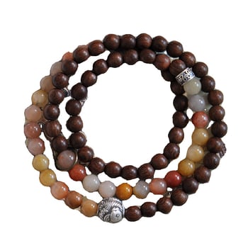 Brățară din santal cu fire de aur, Stil chinezesc nou, Mărgea rotundă, Manual lucrat