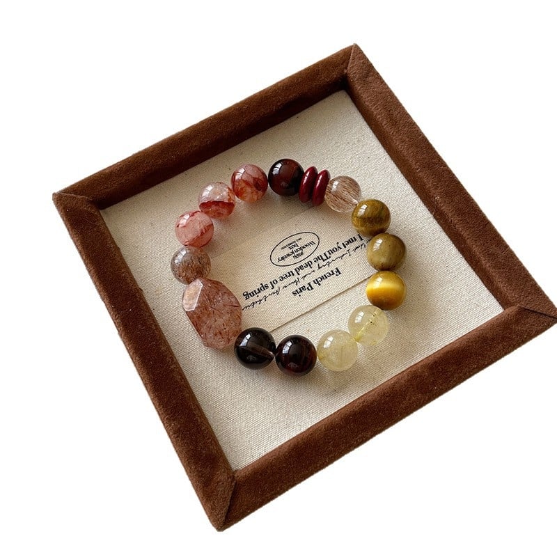 Ženski kristalni narukvica — ručno izrađena geometrijska narukvica s Hair Crystal, Citrine i Super Seven