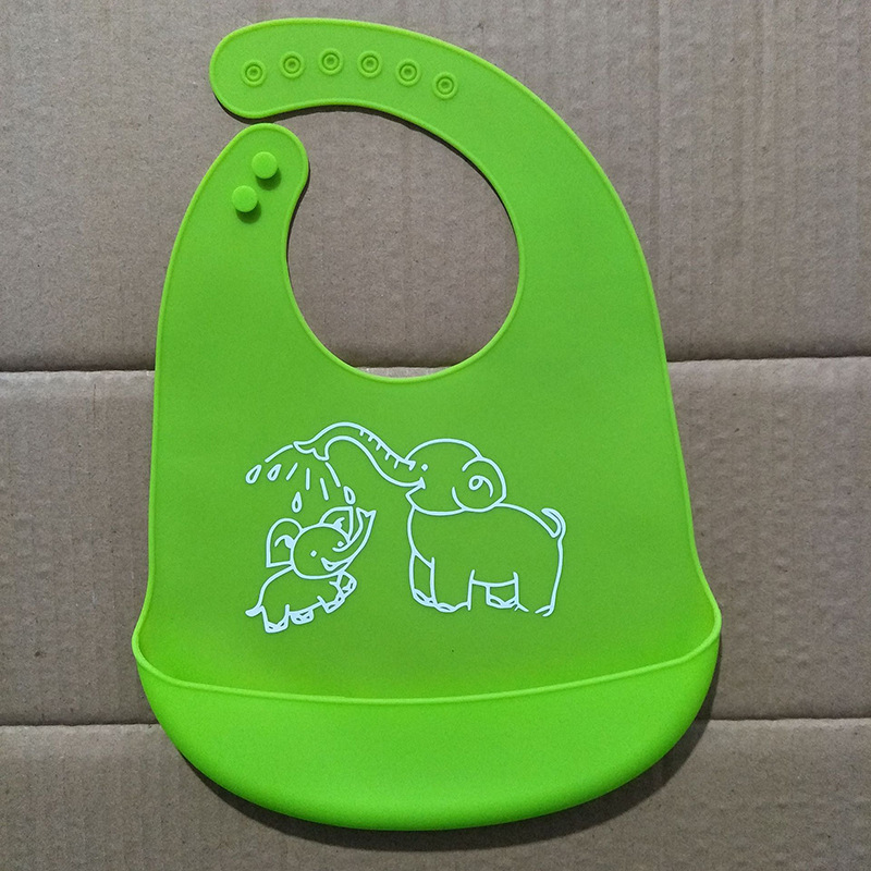 Bavetă din silicon alimentar pentru sugari și copii, impermeabil, model monocrom, vârsta 0–6 ani
