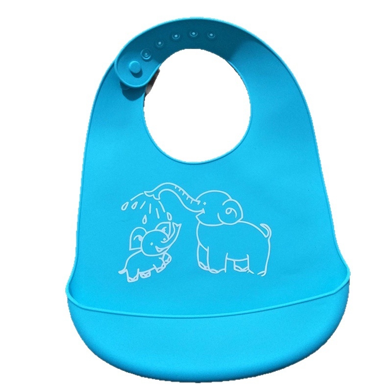 Bavetă din silicon alimentar pentru sugari și copii, impermeabil, model monocrom, vârsta 0–6 ani