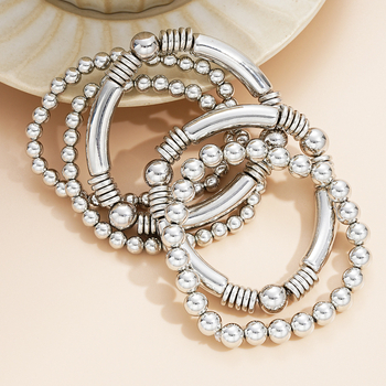 Brățară cu mărgele CCB, design geometric, unisex, placare electroplată, modele 6183101HB și 6183102HB