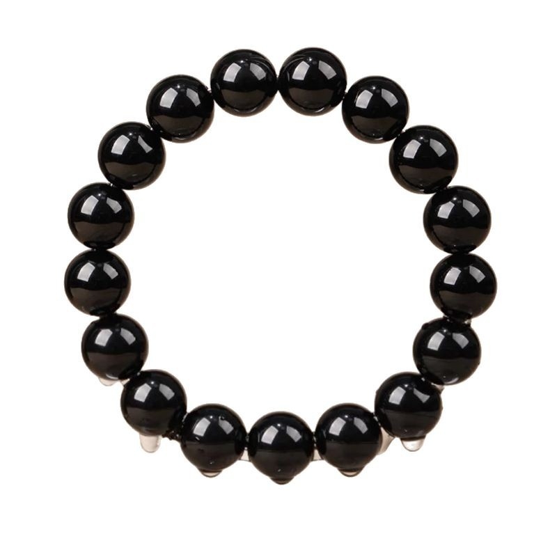 Narukvica od prirodnog obsidijana s okruglim perlama, unisex, originalni dizajn, poklon