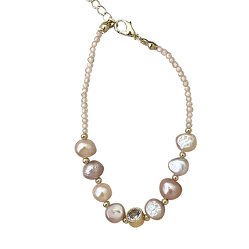 Brățară cu perle naturale de apă dulce Baroc — design geometric, placare electro, accesoriu minimalist pentru mână