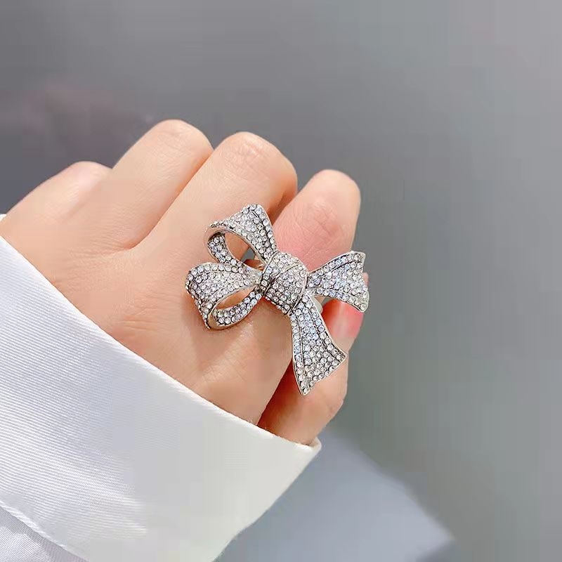 Inel cu funda decupată, design diamantat, reglabil, placat cu electroplacare, stil feminin proaspăt și dulce