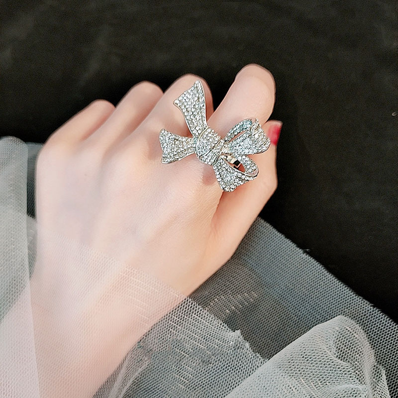 Inel cu funda decupată, design diamantat, reglabil, placat cu electroplacare, stil feminin proaspăt și dulce