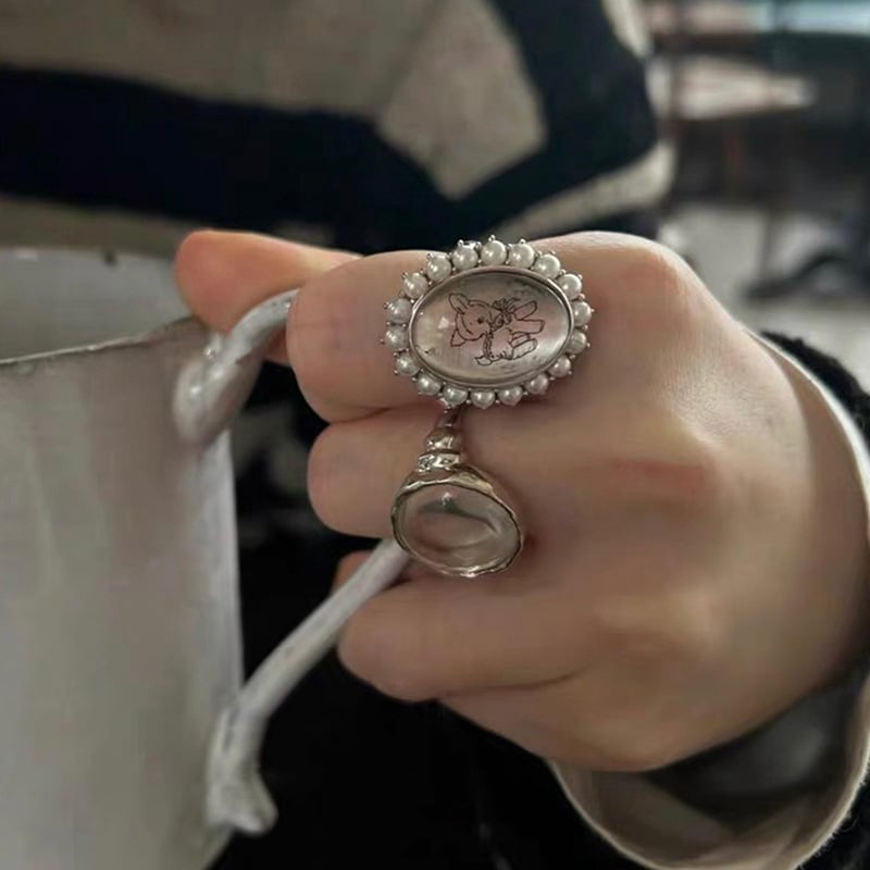 Prsten – legura, U oblik, geometrijski dizajn, elektroplatirano, korejski stil, svježi i slatki ukras za ruku