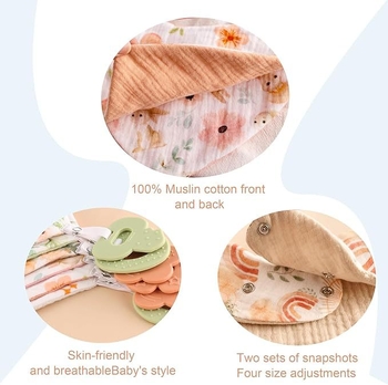 Xiaokaka Bavetă pentru bebeluși cu buzunar – din tifon de bumbac, design triunghiular, anti-murdărire, pentru copii 1–3 ani