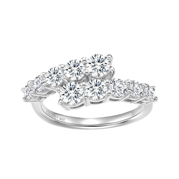 Пръстен • 925 сребро • двупластов открит дизайн • кръгли изкуствени диаманти • геометрична форма • елегантен лукс за жени