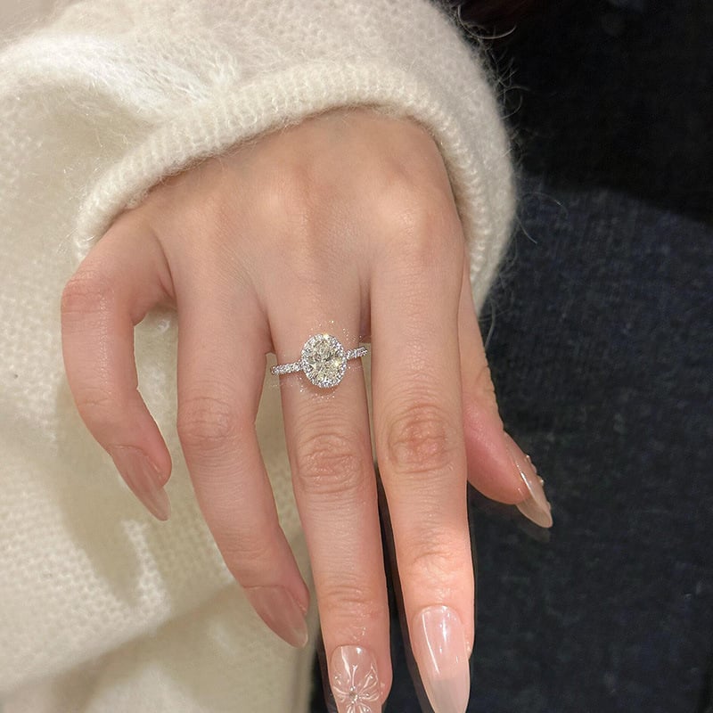 Пръстен — платинено покритие, геометрична форма, инкрустирани с диаманти, Wei yin shang, за жени