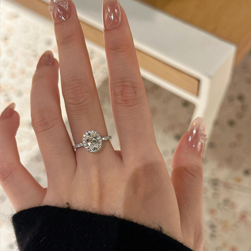 Пръстен — платинено покритие, геометрична форма, инкрустирани с диаманти, Wei yin shang, за жени