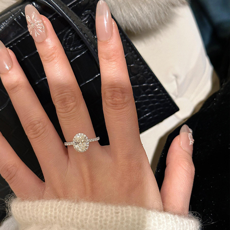 Пръстен — платинено покритие, геометрична форма, инкрустирани с диаманти, Wei yin shang, за жени