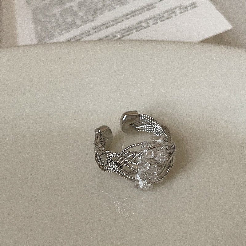 RONERAI Геометричен метален пръстен, електроплакиран дизайн, за жени, IN стил