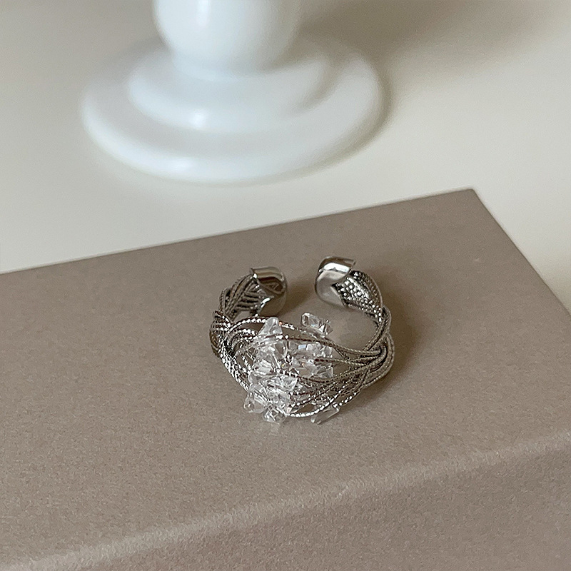 RONERAI Геометричен метален пръстен, електроплакиран дизайн, за жени, IN стил