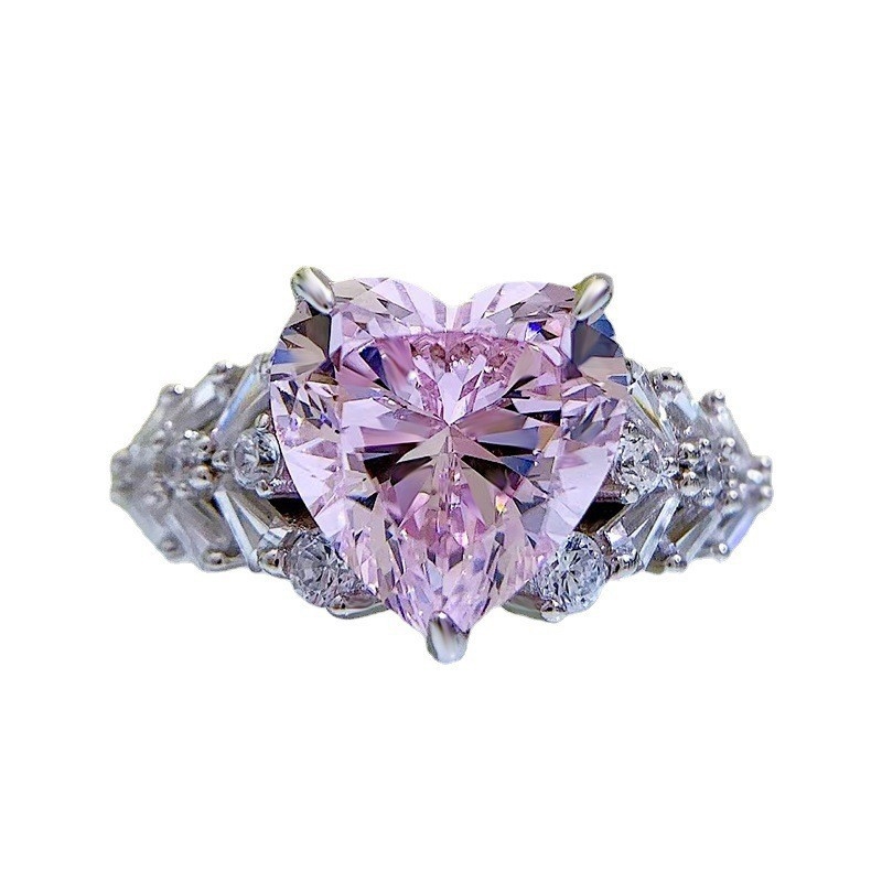 Пръстен от 925 сребро със сърцевиден основен камък, електроплатиран финиш, дамски стил