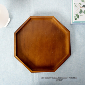 Puidust oktagonaalne demonstratsioonialus küpsistele ja puuviljadele; logoprindus on saadaval.