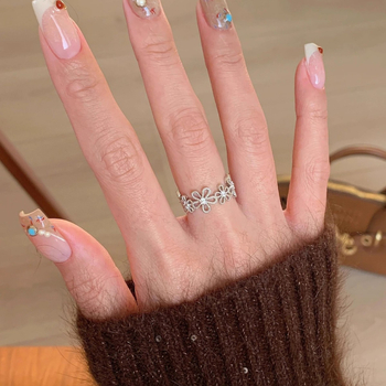 Пръстен, меден, цвете-форма, електроплакиране, за жени.