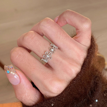 Пръстен, меден, цвете-форма, електроплакиране, за жени.