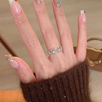 Пръстен, меден, цвете-форма, електроплакиране, за жени.