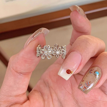 Пръстен, меден, цвете-форма, електроплакиране, за жени.