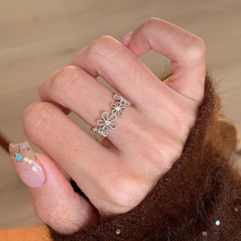 Пръстен, меден, цвете-форма, електроплакиране, за жени.