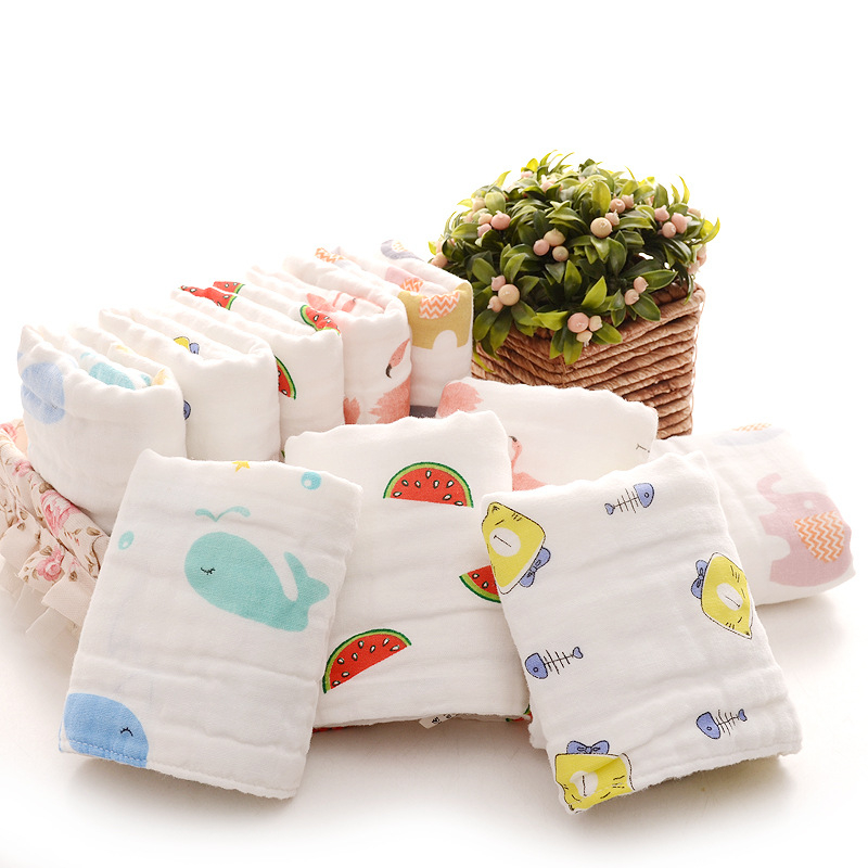 Kūdikių veido rankšluostis iš 6 sluoksnių medvilnės, 100% medvilnė, lengvas, mažiau nei 50 g, paprasta audinys ir kabliuko kraštas