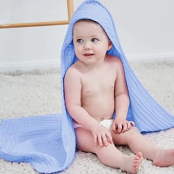 Šešiasluoksnis kūdikių rankšluostis su gobtuvu, 100% medvilnė, svoris 100–120 g, naujagimiams