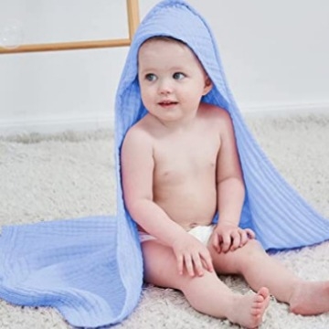 Šešiasluoksnis kūdikių rankšluostis su gobtuvu, 100% medvilnė, svoris 100–120 g, naujagimiams