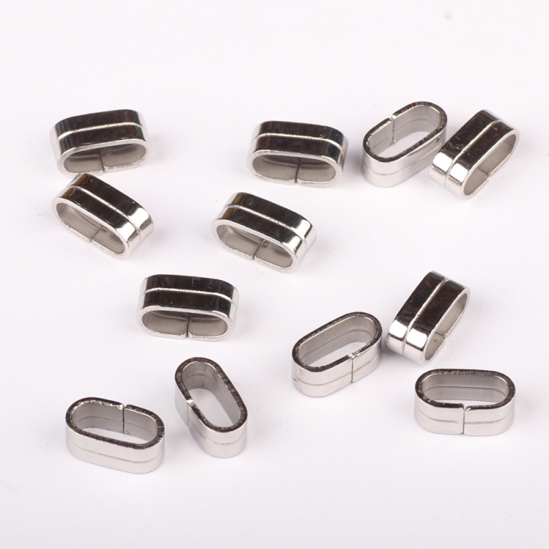 Brățară de încheietură din oțel inoxidabil 304 cu cataramă plată închisă și mărgele spacer ovale pentru șnur de piele DIY