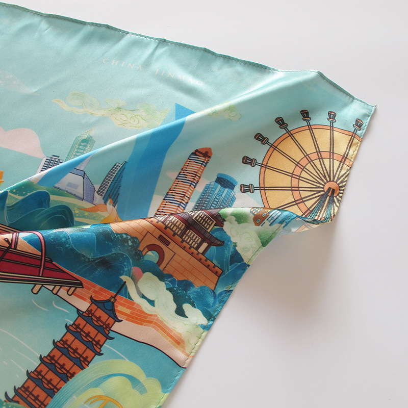 Μικρό τετράγωνο φουλάρι πολυεστερικό - Απλή ύφανση, Ρετρό στυλ για γυναίκες, Καλοκαίρι 2022