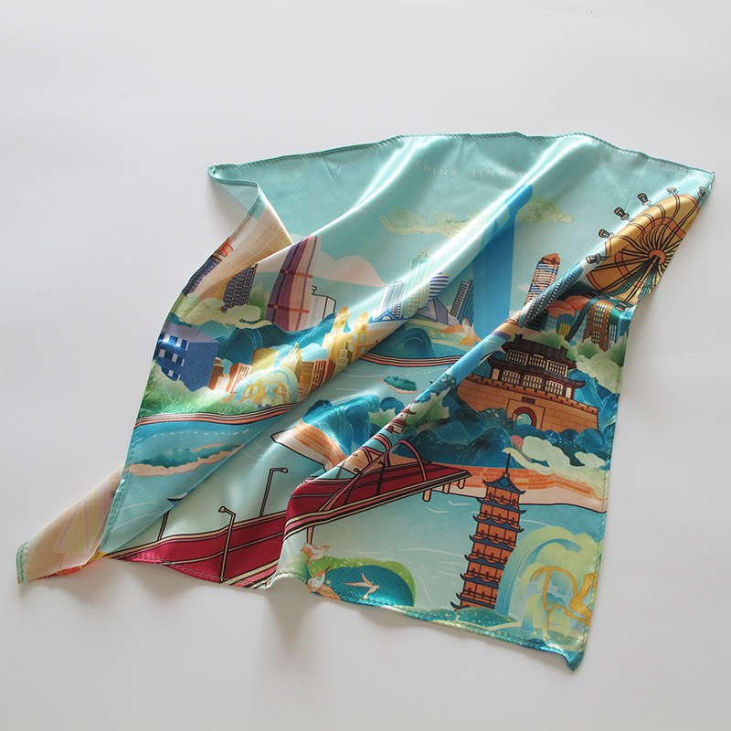 Μικρό τετράγωνο φουλάρι πολυεστερικό - Απλή ύφανση, Ρετρό στυλ για γυναίκες, Καλοκαίρι 2022