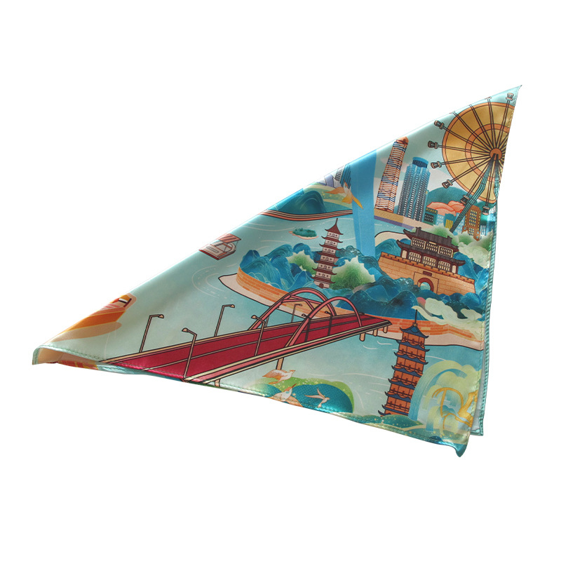 Μικρό τετράγωνο φουλάρι πολυεστερικό - Απλή ύφανση, Ρετρό στυλ για γυναίκες, Καλοκαίρι 2022