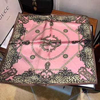 Τετράγωνο φουλάρι μεταξωτό, 100% μεταξιού Mulberry, σατινέ φινίρισμα, λεοπάρ σχέδιο, ρετρό στυλ