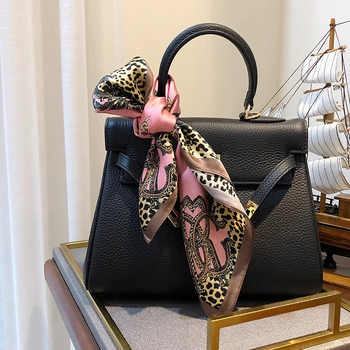 Τετράγωνο φουλάρι μεταξωτό, 100% μεταξιού Mulberry, σατινέ φινίρισμα, λεοπάρ σχέδιο, ρετρό στυλ