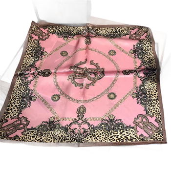 Τετράγωνο φουλάρι μεταξωτό, 100% μεταξιού Mulberry, σατινέ φινίρισμα, λεοπάρ σχέδιο, ρετρό στυλ