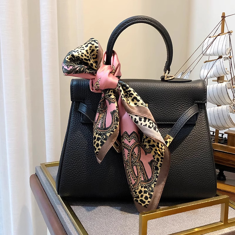 Τετράγωνο φουλάρι μεταξωτό, 100% μεταξιού Mulberry, σατινέ φινίρισμα, λεοπάρ σχέδιο, ρετρό στυλ