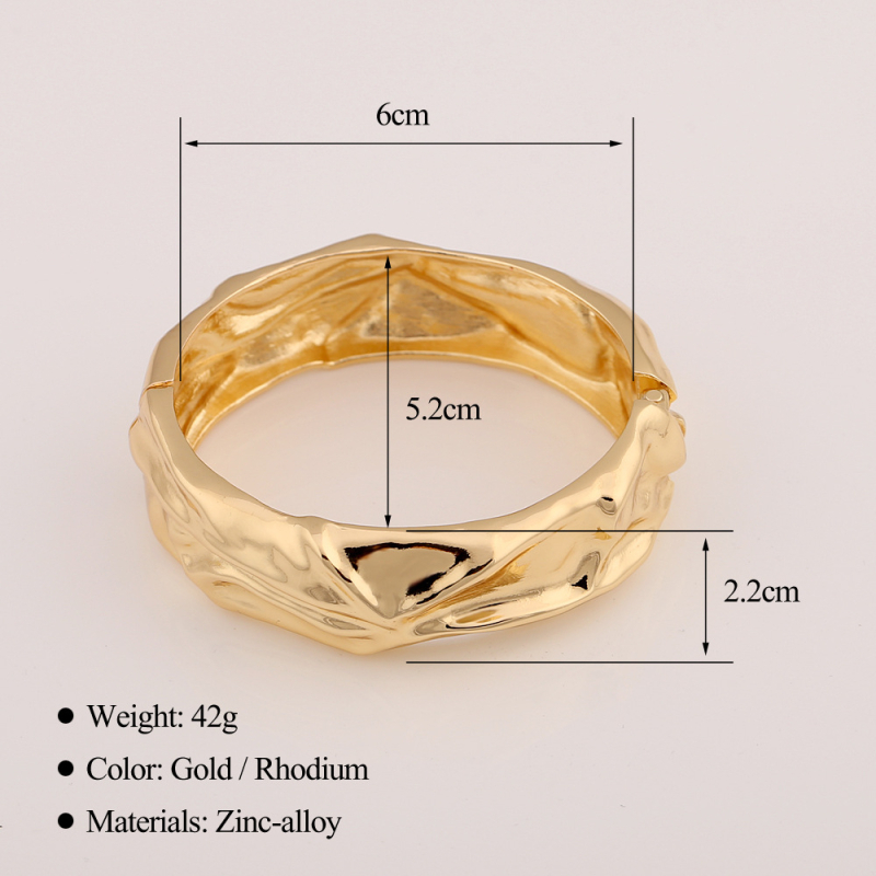 Brățară din aliaj de zinc – design neregulat cu inele încrucișate – Haha&toto, 42 g, turnare die casting, lansare toamnă 2025