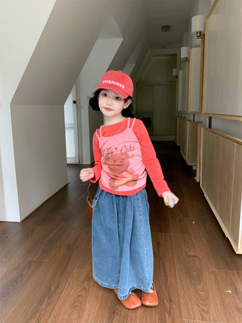 Dječji jesenski 2025 dvo-dijelni set: Cartoon prsluk + dugački rukavi majice + hlače s džepovima, pamuk 90%, korejski stil, za djecu 3–8 godina