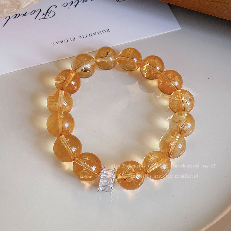 Narukvica od citrina s perlicama – geometrijski oblik, unisex, novi kineski stil