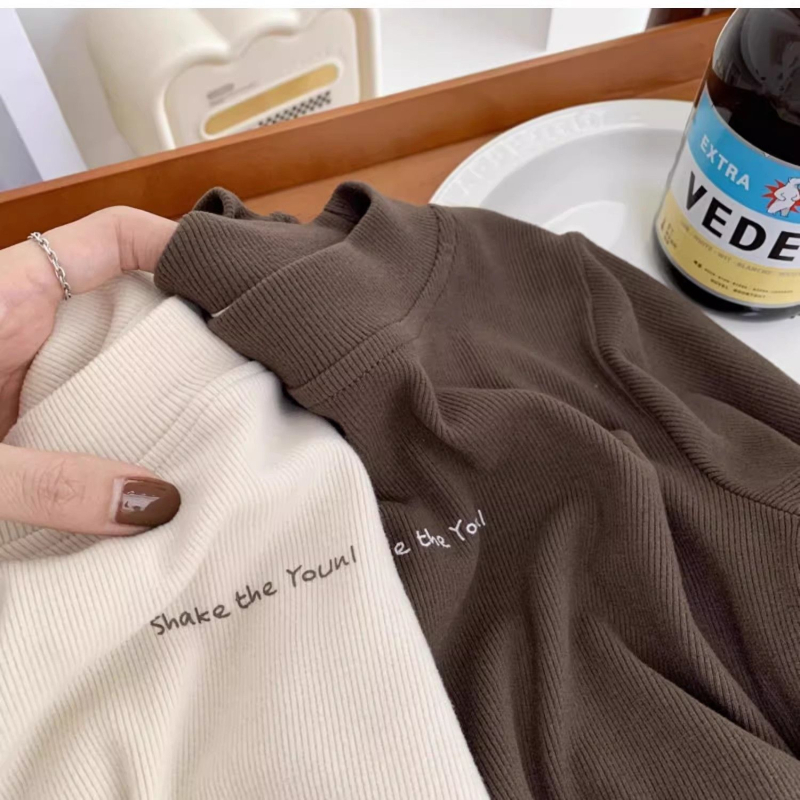 Tricou pentru copii cu mâneci lungi, stil coreean, guler înalt, pentru copii 3–8 ani, toamnă-iarnă, viscoză 68% cu senzație de cașmir