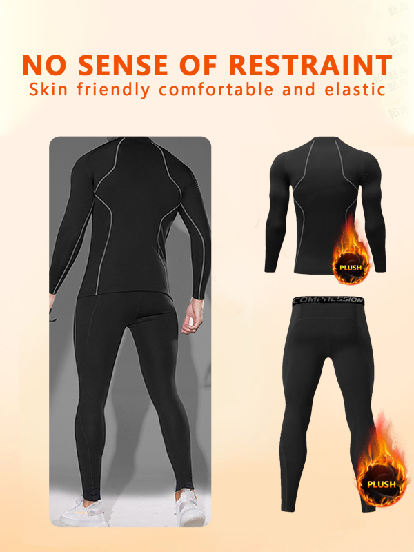 Vyriskas sportinės termo komplektas su ilgarankiais marškiniais ir kelnėmis, greitas džiūvimas, kvėpuojantis, ultra lengvas, atsparus dėvėjimui, apvali kaklo