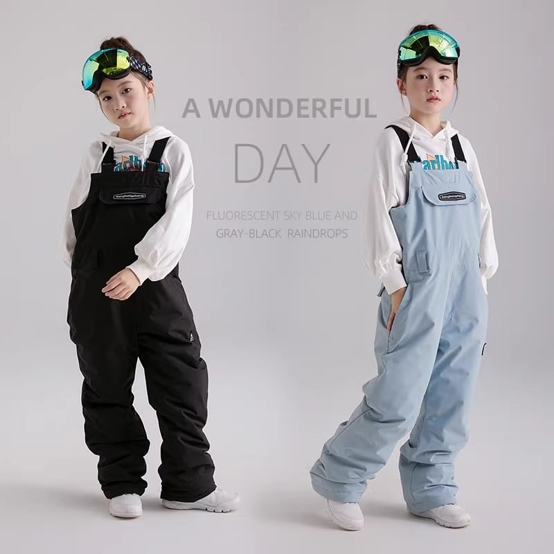 Bib hlače za skijanje za odrasle i djecu – profesionalni skijaški komad za muškarce i žene, vodootporne, otporne na vjetar, prozračne, debeli izolacijski materijal, sastav materijala: poliester 73% pamuk 27%