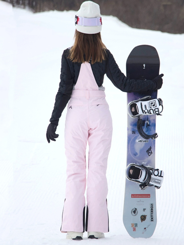 Dámske lyžiarske nohavice s ramienkami — nepremokavé, teplé, vetruodolné, priedušné, odolné voči opotrebeniu, úzky strih, pre snowboard a lyžovanie