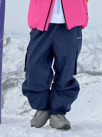 Snowbit denim ski hlače za unisex, vodootporne, otporne na vjetar, prozračne, s baršunastim punjenjem